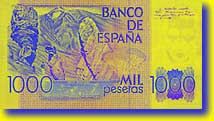 Bankovka 1 000 peset –⁠ rubová strana